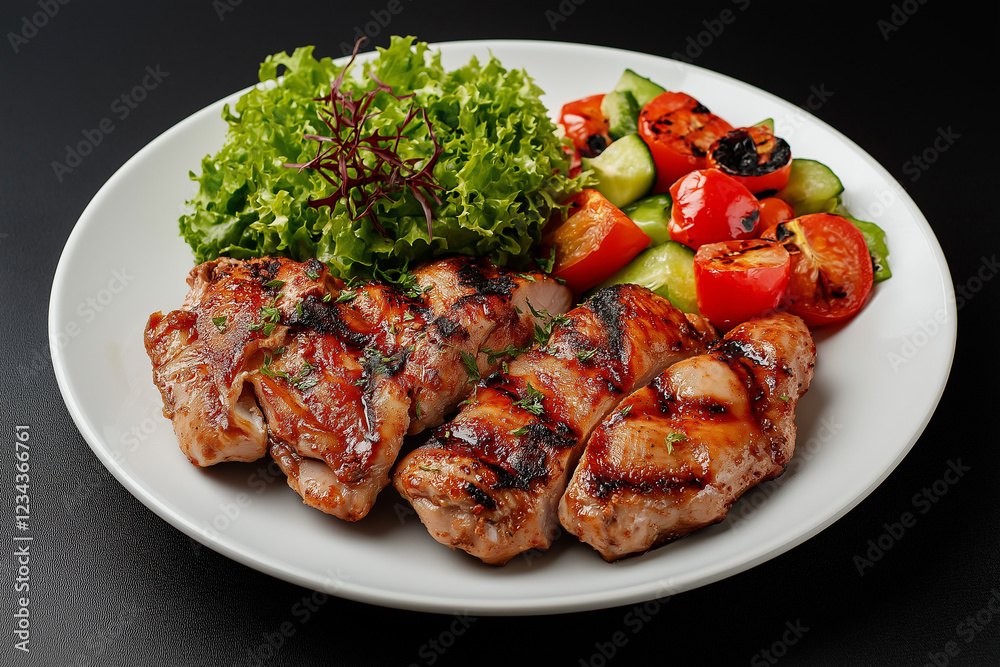 High protein grilled chicken breast with vegetables, a delicious and nutritious meal for clean eating. High protein grilled chicken breast with vegetables, a delicious and nutritious meal for clean eating.