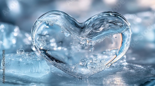 Wallpaper Mural Frozen Heart of Water Droplets on Ice with Glowing Center, Frozen Love, Ice Love Heart Torontodigital.ca