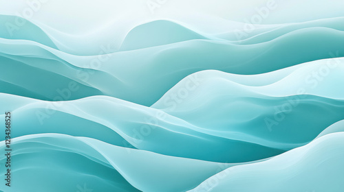 Turquoise abstract waves flowing smoothly creating a gradient effect