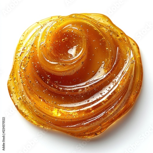 Swirled golden honey texture with natural glossy appearance and air bubbles