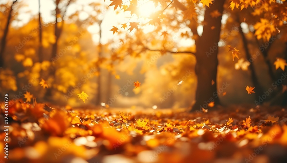 Beautiful autumn landscape with Colorful foliage in the park. Falling leaves natural background Beautiful autumn landscape with Colorful foliage in the park. Falling leaves natural background