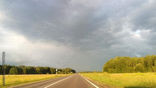 view from the car window, landscape along the road