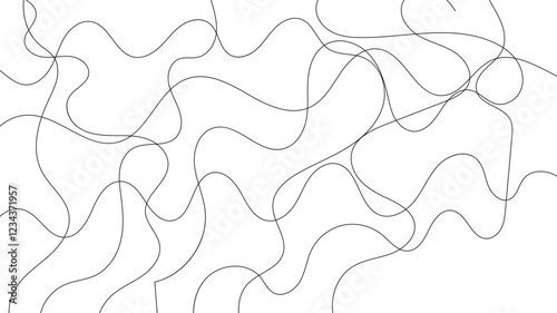 Random line pattern background. Decorative pattern with tangled curved lines. Random chaotic lines abstract geometric pattern vector background.