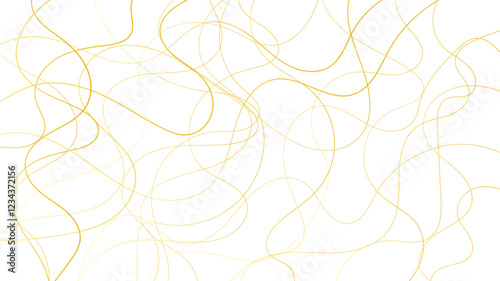 Colorful random pattern golden line stroke on a transparent background. Decorative pattern with tangled curved lines. Random chaotic gold lines abstract geometric pattern vector background.