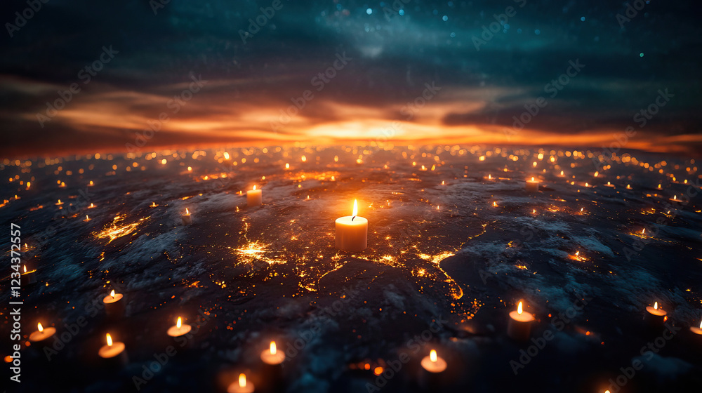 The Exquisitely Beautiful Illuminated Earth is Enveloped by Soft Candlelight and a Warm Glow The Exquisitely Beautiful Illuminated Earth is Enveloped by Soft Candlelight and a Warm Glow