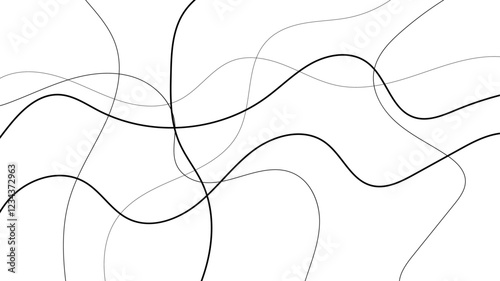 Abstract random line scribble chaotic pattern. Decorative random scribble pattern with tangled curved lines. Abstract wavy linear background outlines random chaotic lines vector illustration.