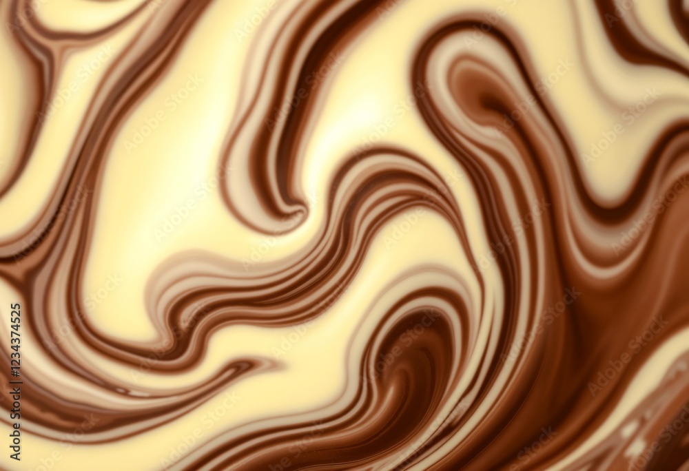 A swirling mixture of chocolate and cream creates beautiful abstract patterns for a culinary presentation. A swirling mixture of chocolate and cream creates beautiful abstract patterns for a culinary presentation.