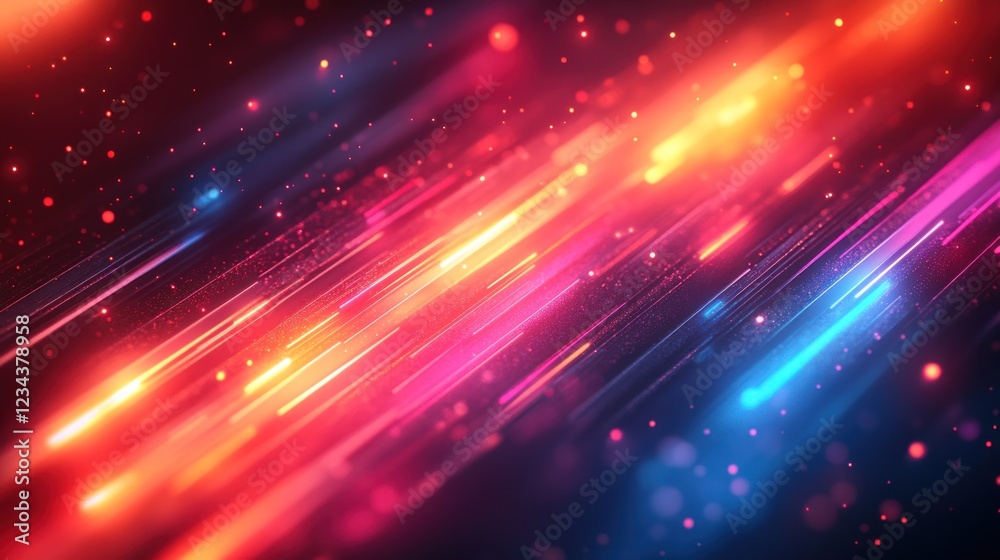 Naklejka premium Dynamic Neon Light Streaks: Abstract Art