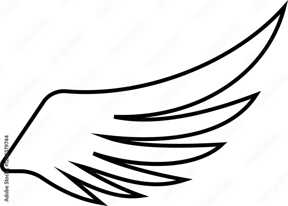 Fototapeta premium Angel wings icon . fly signs, pilot symbols graphic design elements ideal for logo, emblem, badge design. Versatile for art, heraldry, animal symbolism. Ranging from simple to intricate feather scale