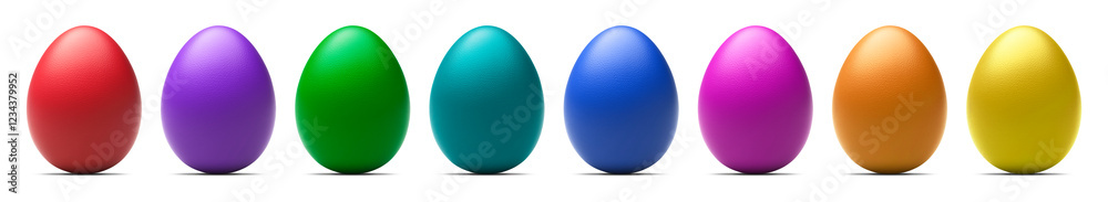 Collection of eight colorful Easter eggs with shadow isolated on white or transparent background Collection of eight colorful Easter eggs with shadow isolated on white or transparent background