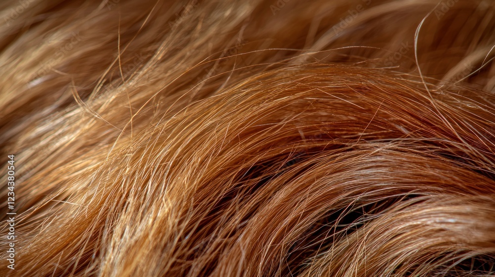 Fototapeta premium Close-up of wavy red hair strands, texture detail
