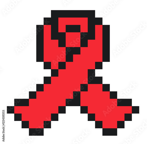 Red Ribbon Flat Icon pixel 8bit