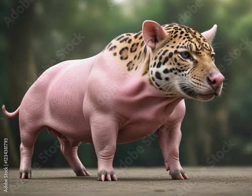 Hybrid animal between pig and jaguar. photo