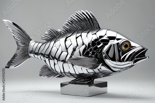 Mechanical chrome fish figu...