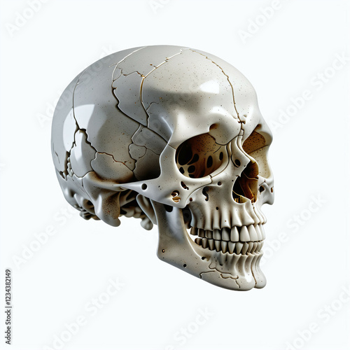 Skull made of ivory. Isolat...
