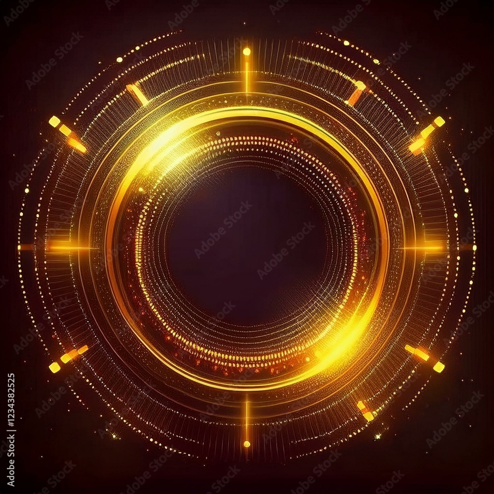 Obraz premium Creative digital tech circle on dark background concept with copy space for design