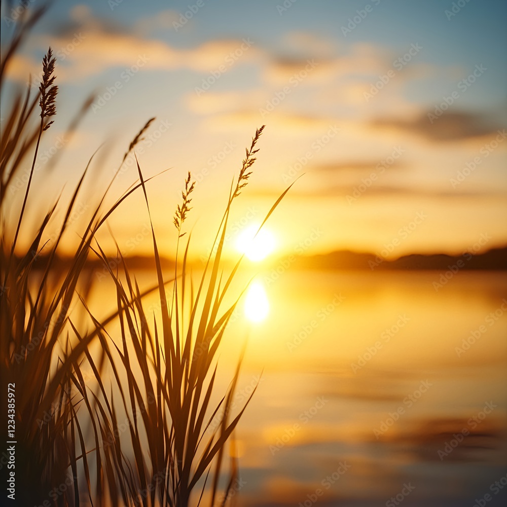Golden Hour Sunset Over Calm Water Golden Hour Sunset Over Calm Water