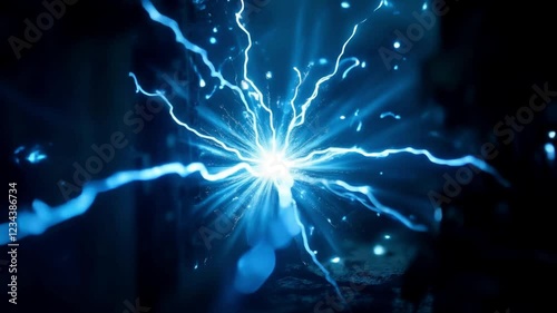 Artistic Depiction of Damaged and Erratic Electrical Sparks in a Dark Futuristic Setting