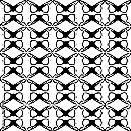 Stylish, abstract black-and-white floral vector with seamless flow and uniform spacing.