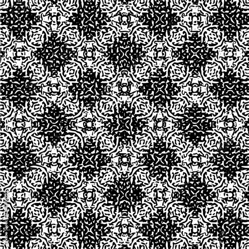 Elegant black and white seamless floral design with intricate details and soft curves.
