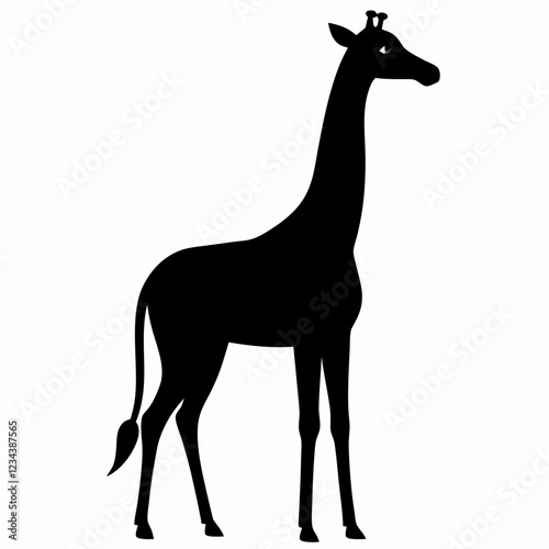 Stylized Giraffe Silhouette - Black Vector Design