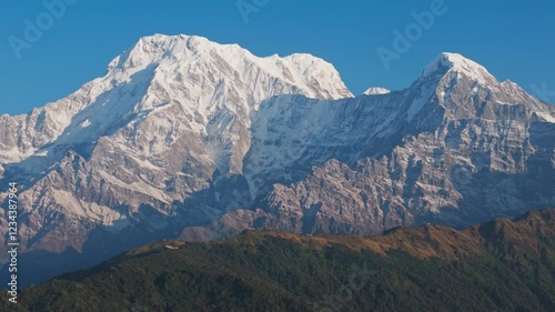 Machhapuchare and Dhaulagiri snow mountains of Nepal photo