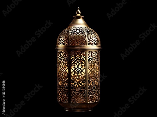 Elegant Gold Lantern Ramadan Decor Festive Lighting photo