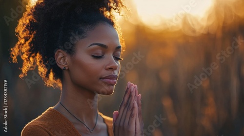 African American Woman Praying. God Seeking Prayer
