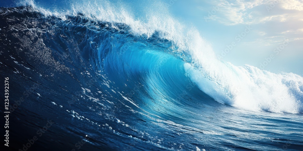 A stunning ocean wave captures the power and beauty of nature in vibrant blue hues. A stunning ocean wave captures the power and beauty of nature in vibrant blue hues.