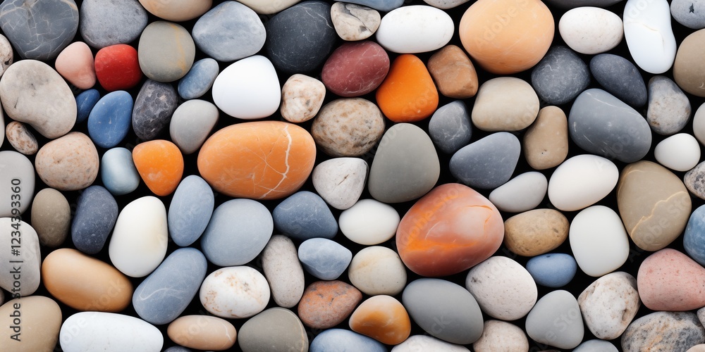 Assorted smooth pebbles in earthy tones, natural stone background Assorted smooth pebbles in earthy tones, natural stone background