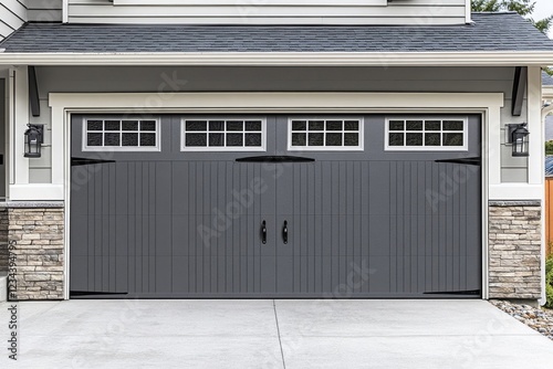 Garage Door Installation And Repair At Home. Contractor Man