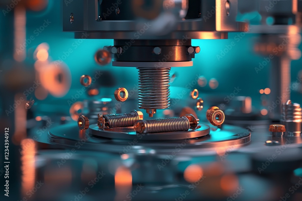 Fototapeta premium A close-up shot of the coil spring machine in light blue