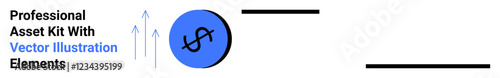 Dollar icon in blue circle with three arrows pointing upward. Minimalist design conveys financial growth, success, business strategy. Ideal for finance, startups, presentations, marketing