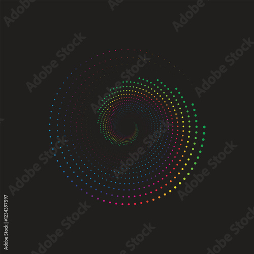  Multicolor dotted spiral vortex circle vector Mandala illustration