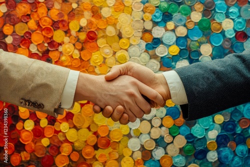 hand of client and banker shaking hands  on the meeting table after business investment budget done