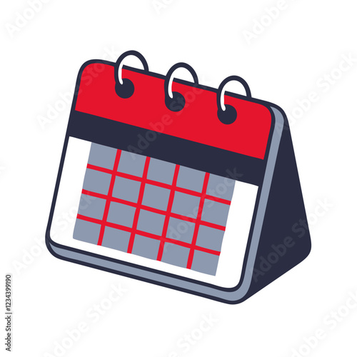 Table calendar icon with red accents and a modern design