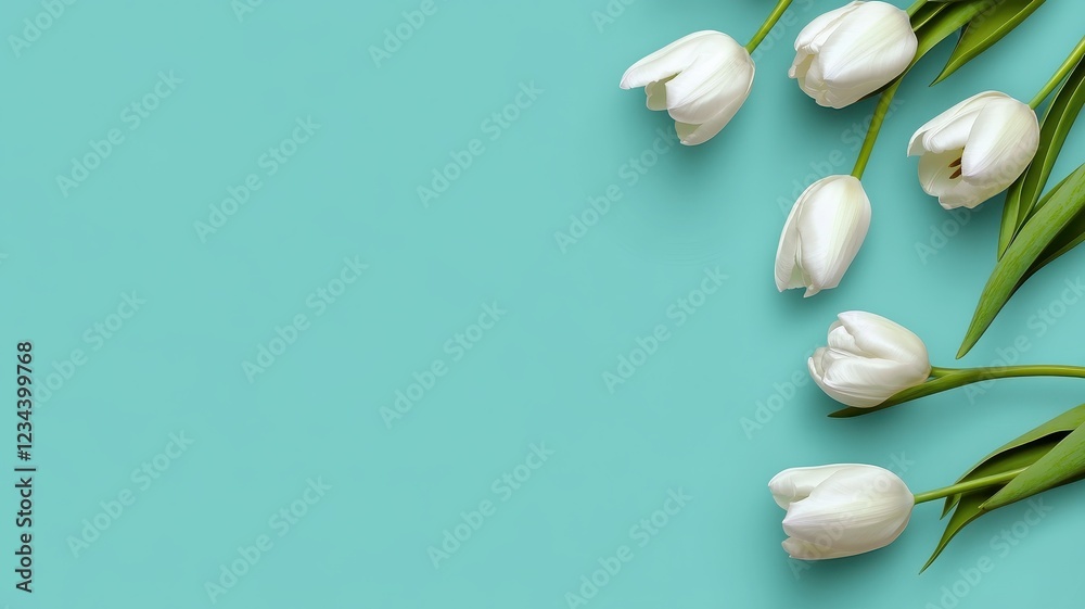 Fototapeta premium Fresh White Tulips in Bloom: A Symbol of Purity and Renewal