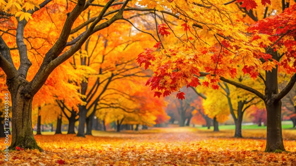 Autumn foliage in park with vibrant yellow, red, and orange leaves on bare tree branches , yellow, nature, yellow, nature Autumn foliage in park with vibrant yellow, red, and orange leaves on bare tree branches , yellow, nature, yellow, nature