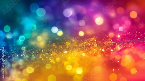 Abstract blurred background of rainbow sparkling light bulbs: holiday display