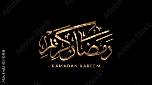Ramadan Kareem Arabic Calligraphy Text Animation in Gold Color. Suitable for Islamic holidays Ramadan Kareem Celebrations. High Quality 4K footage	
