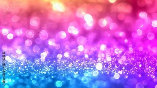 Abstract blurred background of rainbow sparkling light bulbs: holiday display