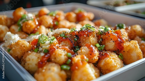 An Exciting Food Truck Experience Offering Gourmet Tater Tots with Creative and Unique Toppings for Food Enthusiasts