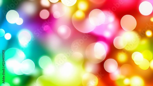 Abstract blurred background of rainbow sparkling light bulbs: holiday display