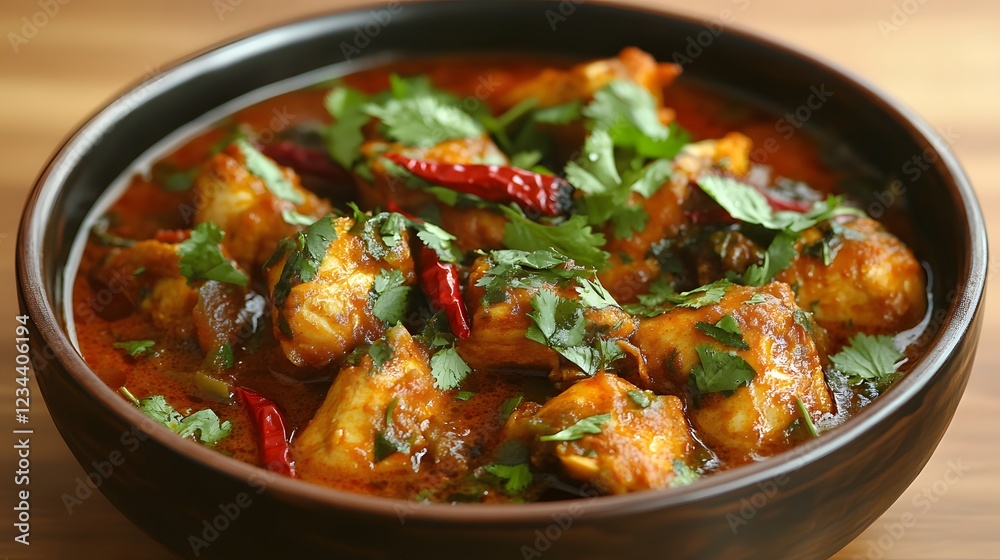 A Flavorful and Inviting Chicken Curry Dish Showcasing Aromatic Spices and Vibrant Colors in a Homely Kitchen Setting A Flavorful and Inviting Chicken Curry Dish Showcasing Aromatic Spices and Vibrant Colors in a Homely Kitchen Setting