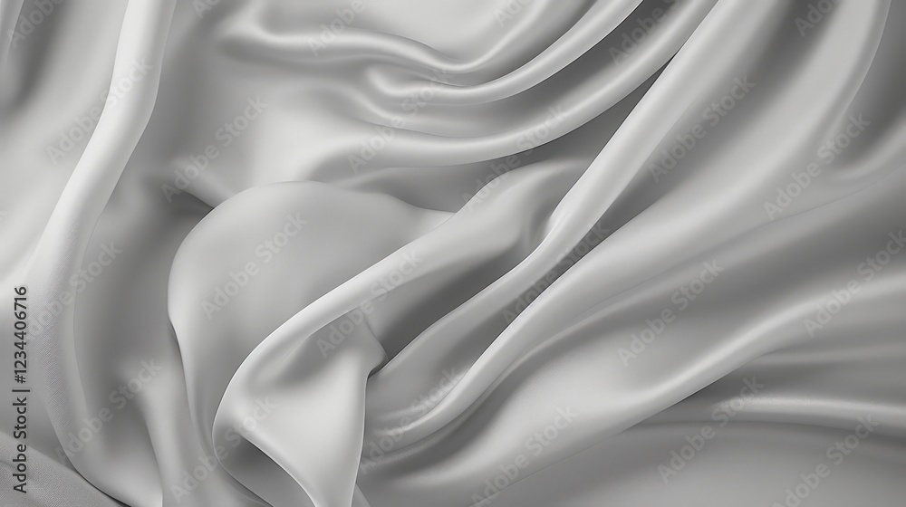 Obraz premium Abstract Textile Image Featuring Gray Fabric with Large Folds and Smooth Texture Capturing the Essence of Elegance and Sophistication