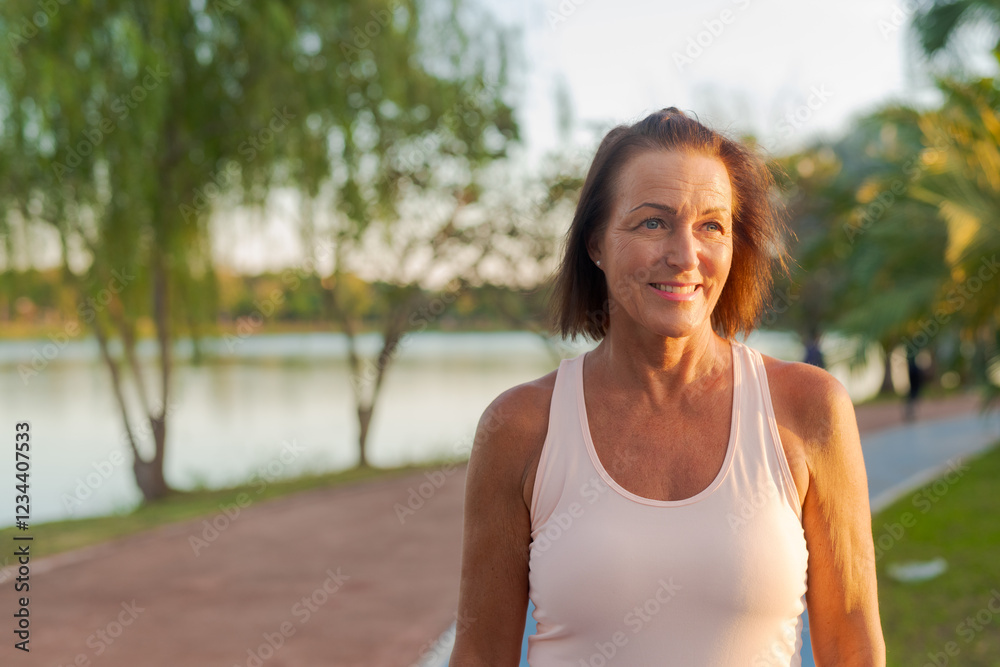 Mature Scandinavian woman in park Mature Scandinavian woman in park