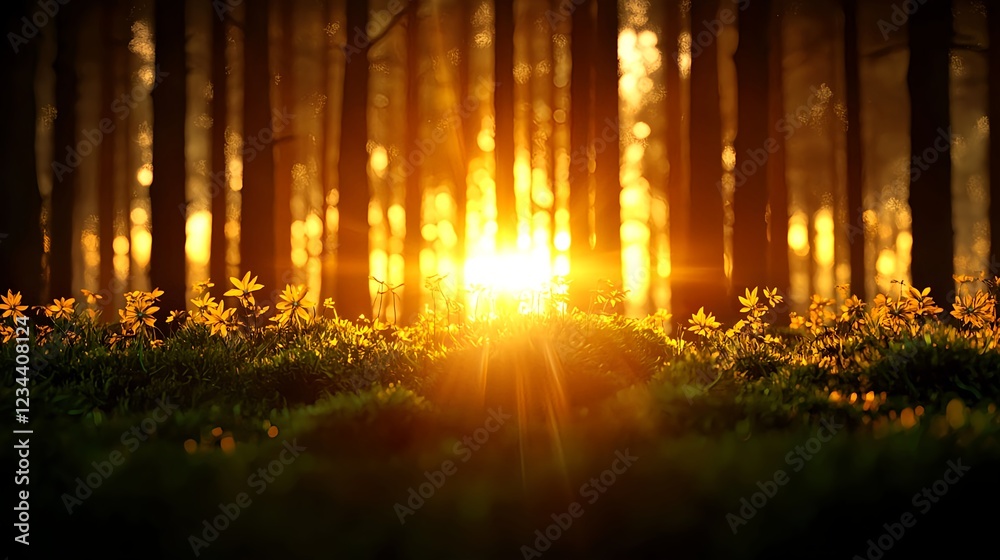 Golden Sunset in a Pine Forest Golden Sunset in a Pine Forest