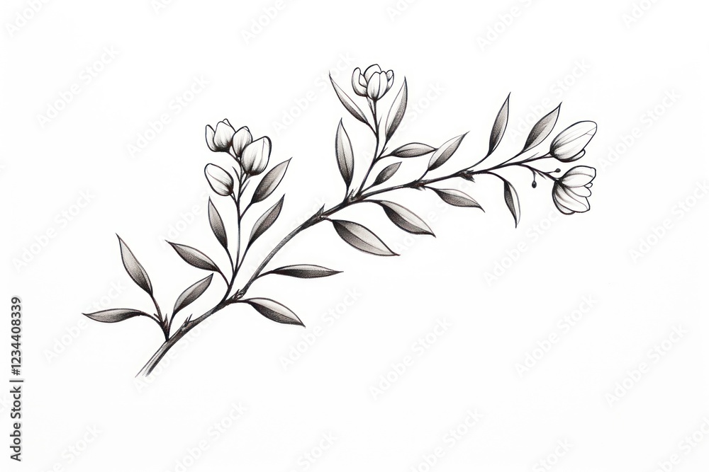 Fototapeta premium Acacia flower pattern drawing sketch.