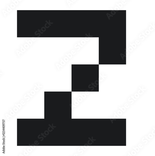 black font letter Z with pixel 8bit style