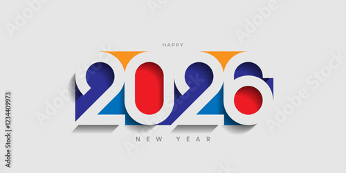 Happy new year 2026 design concept, Happy NewYear Greeting Card Number. Happy new year 2026 cover design, for banners, posters, backgrounds and greetings